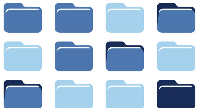 Organized Blue Folders Grid, Digital Data Management Concept