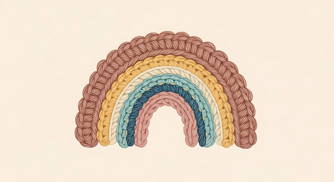 Knitted rainbow arch isolated on a transparent background