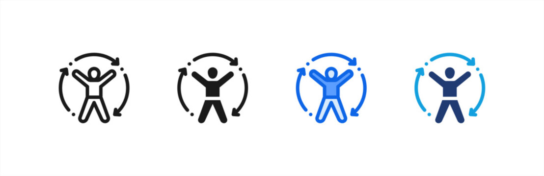 Lifestyle Modification icon multiple style collection. Vector illustration.