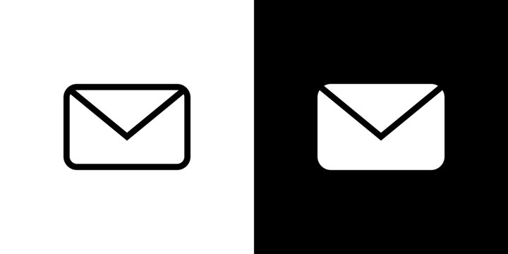 Envelope Message Icon concept with flat Black White Background. Vector illustration. for Email.