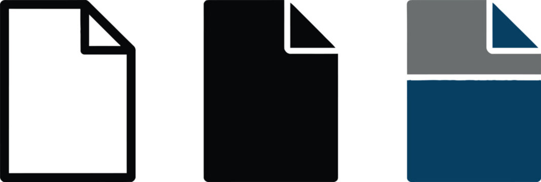 Simple modern document folder icons with corner fold in different styles Vector