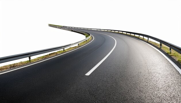 winding asphalt road isolated on white background