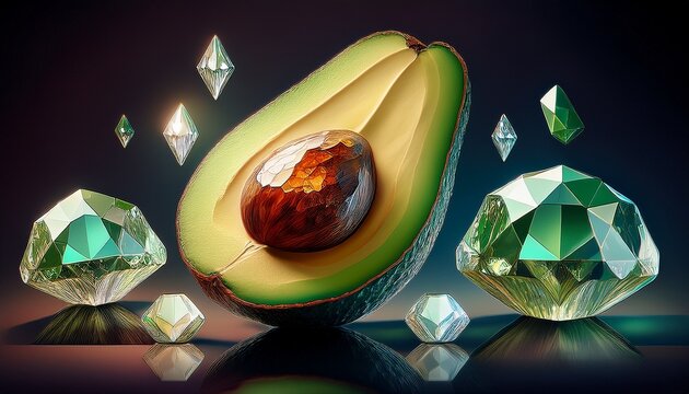 luxurious avocado crystal emerald facets diamond pit