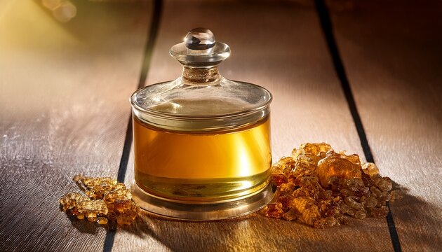 consecrated myrrh oil for baptism and ordination anointing in a sacred chrismatory jar