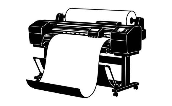 Large Format Digital Printer Vector Illustration for Signage and Printing Industry