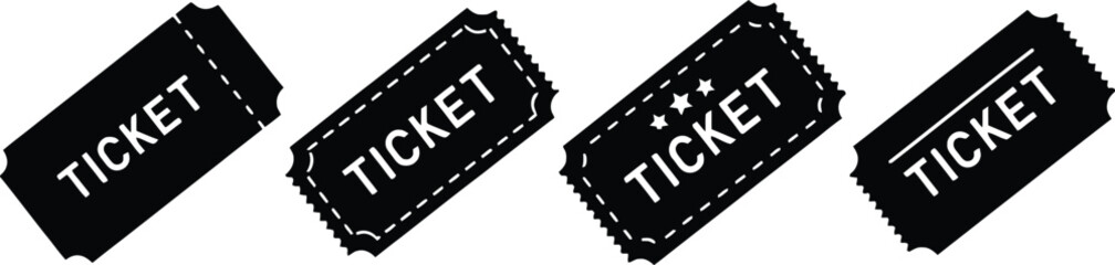 Fototapeta premium Set of four vintage style ticket icons with different decorative borders Vector
