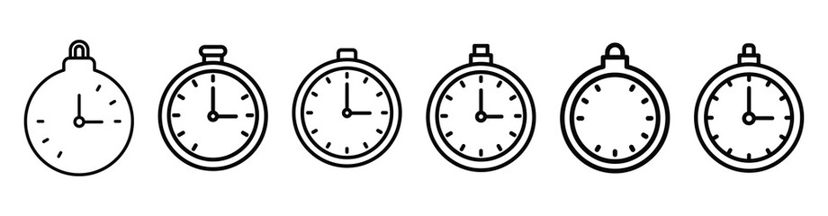 Naklejka premium christmas clock line web icon set. Christmas outline icons on white background.