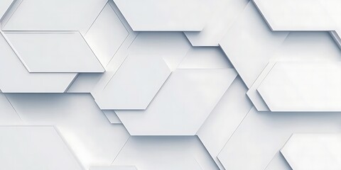 Obraz premium Abstract geometric white hexagonal pattern background with soft light and shadow effects.