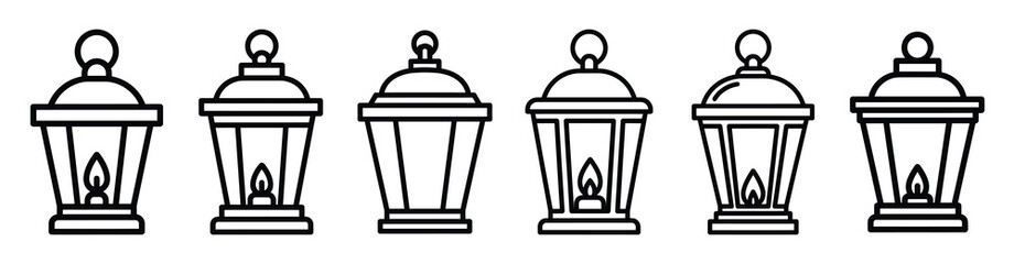 christmas lantern line web icon set. Christmas outline icons on white background. © Shilpy