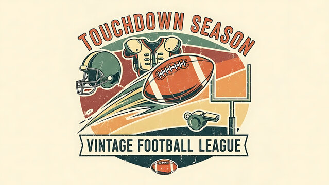 Vintage football league touchdown season isolated on a transparent background