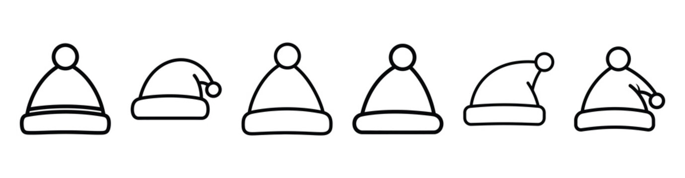 christmas snowman hat line web icon set. Christmas outline icons on white background.