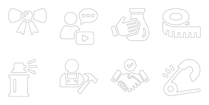 father s day line icons set on white background