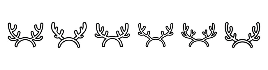 reindeer antlers line web icon set. Christmas outline icons on white background. © Shilpy