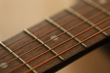 Fototapeta premium acoustic guitar close up. Guitar. Musica. Photo. Background. Detail 