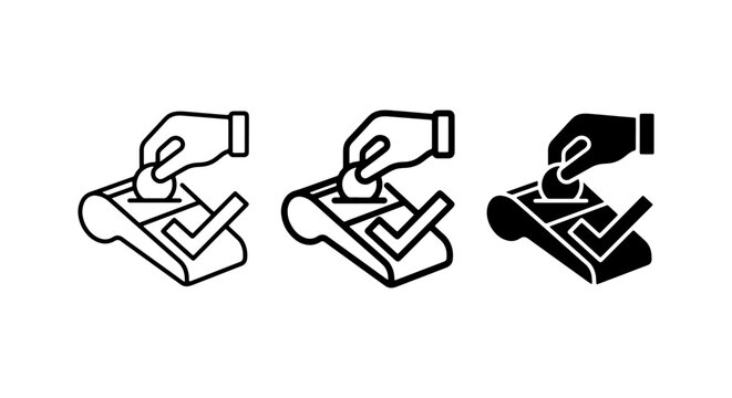 Payment Terminal Icons, Hand Inserting Coin, Transaction Approved, Vector Set