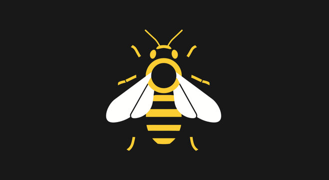 Yellow and black striped flying bee.