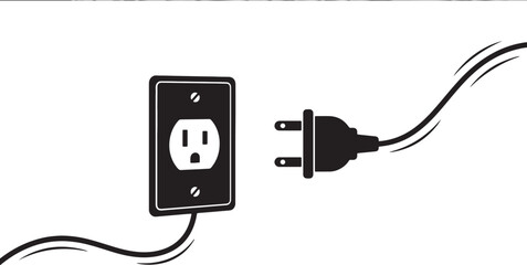 Obraz premium Black and white of an electrical outlet and plug, symbolizing power, energy, connection, and the concept of plugging in or disconnecting devices also transparent background