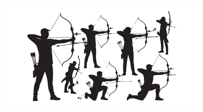Traditional archery sport vector collection isolated on white
