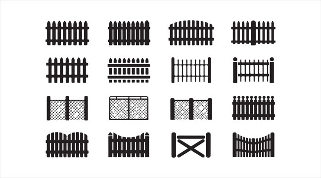 Decorative and security fence vector illustration bundle