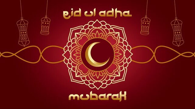 Elegant Red and Gold Islamic Festival Greeting for Bakra Eid Celebration