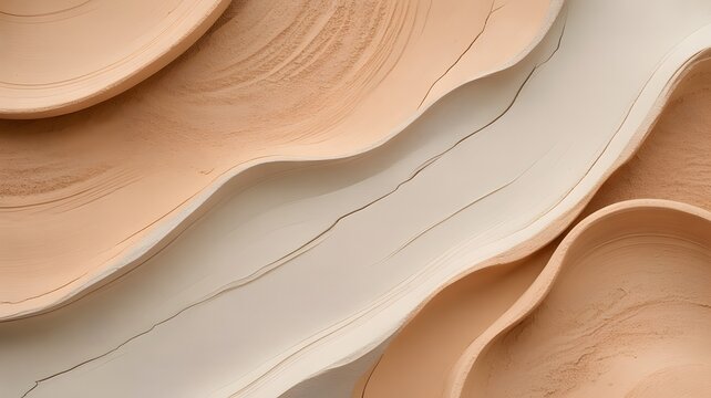 stacked ceramic bowls in neutral tones close up studio photography
