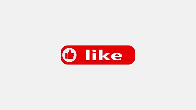 like button animation for a video channel. reveal Like animation, social media. Flat Design like. like icon Animation, share Push Buttons for YouTube. red like button icon on white screen.4k