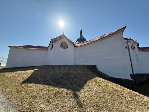 Exterior view of the Church of Saint John of Nepomuk on Zelen&aacute; hora designed by Jan Santini Aichel
