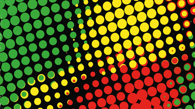 Pan-African color halftone dot pattern. Retro pop art style abstract background. Vector illustration