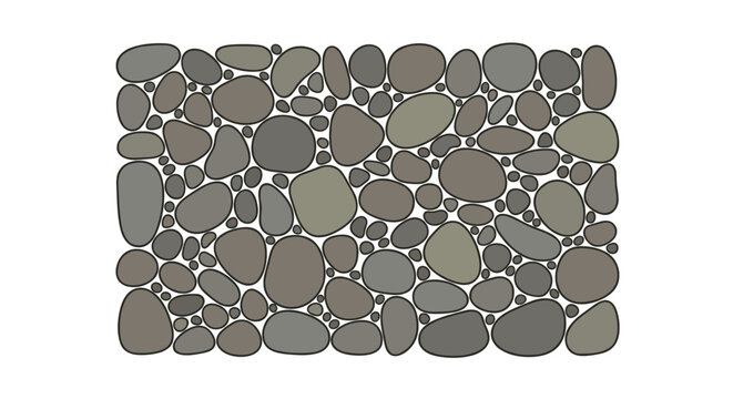 Organic rock pattern with various grey stones and pebbles vector background for architectural design.