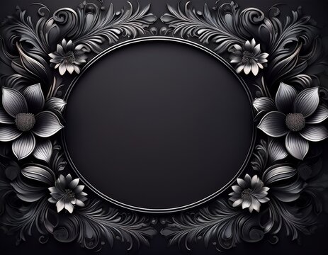 ornate black floral frame background for product displays headers or invitations modern elegant and versatile graphic resource