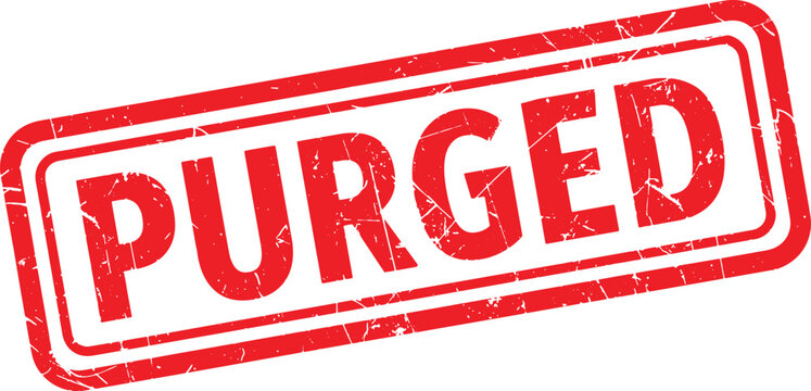 PURGED red rubber stamp text