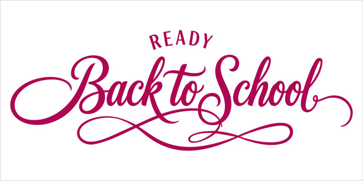 Elegant Ready Back to School Calligraphy Text Design in Pink