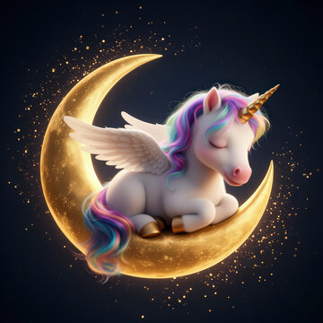caballo, unicornio, pegaso, animal, luna, noche, dibujos animados, vector, cielo, estrella, ilustraci&oacute;n, navida, espacio, vacaciones, beb&eacute;, arte, amor, ni&ntilde;o, aborto, ensue&ntilde;o, alumbrado, duende