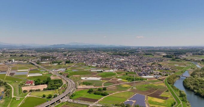 空撮 - 栃木県壬生町の市街地風景 ドリーイン