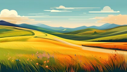 Obraz premium ambient music album cover simple minimalist prairies landscape