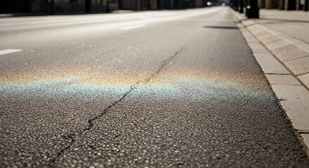 Fototapeta premium Beautiful rainbow shadows on the pavement in a peaceful urban setting