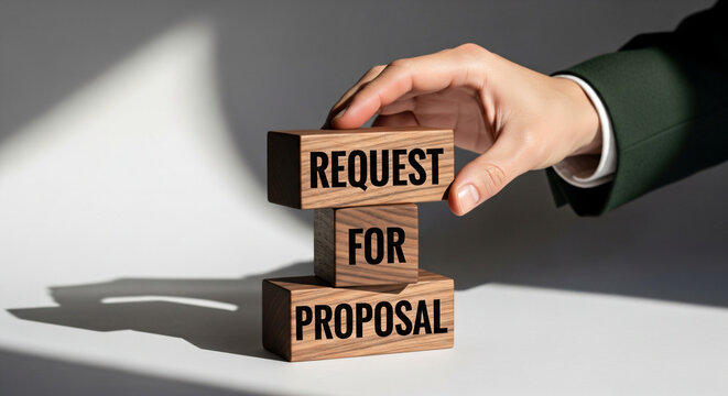 Request For Proposal Wooden Blocks Business Concept With Hand