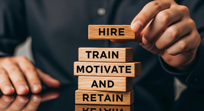 Human Resources Recruitment Strategy Wooden Blocks Management Concept