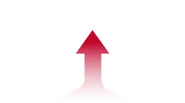 Red gradient upward pointing arrow icon with faded base