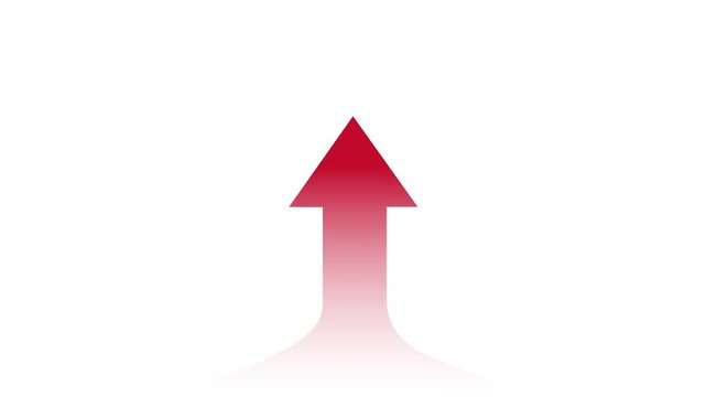 Red gradient upward pointing arrow icon with faded base