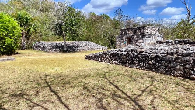 Ancient Maya stone stairway at Palacio de las Monjas in Ek Balam