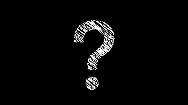question mark icon scribble alpha channel animation, , science and education stream social media isolated motion design element