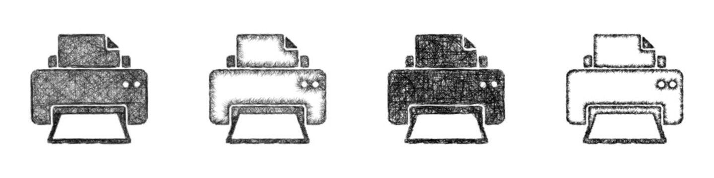 Sketch printer icon design set