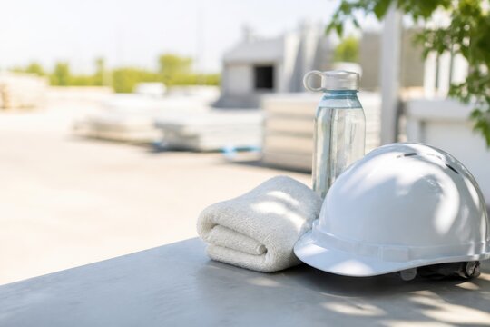 ヘルメットと水で備える屋外作業の暑さ対策