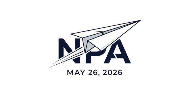 npa monogram logo with 3d perspective and calendar date may 26 2026 vector illustration