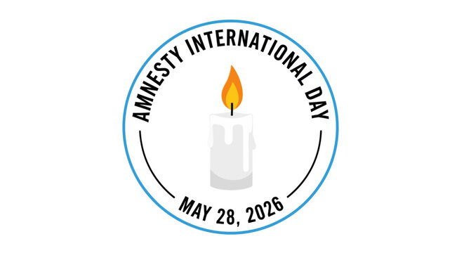 amnesty international day candle badge with flame vector illustration for human rights awareness