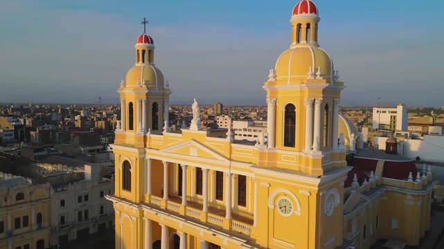 Cinematic Drone View of St. Mary&rsquo;s Cathedral in Chiclayo Linked to Pope Leo XIV