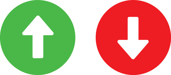 Up and down arrow icons in green and red circles Vector © Mst