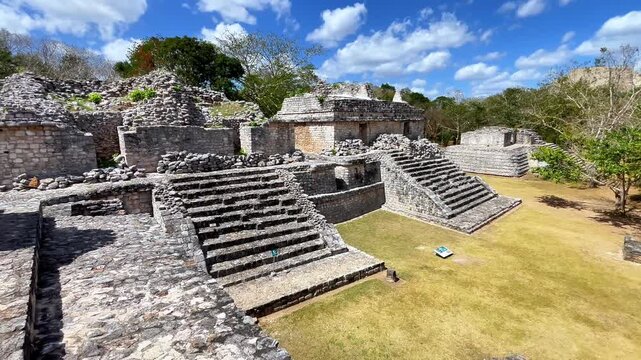 Ancient Maya twin structures Los Gemelos at Ek Balam Mexico