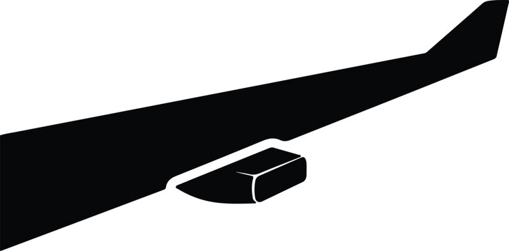 Silhouette design of an airplane wing with engine vector